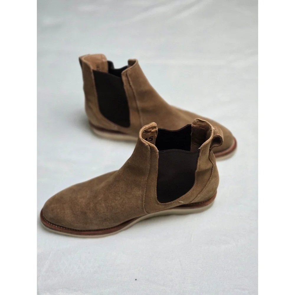 Vintage Tecovas The Chance Mens Sand Suede Chelsea Boots 10D Handmade Mexico